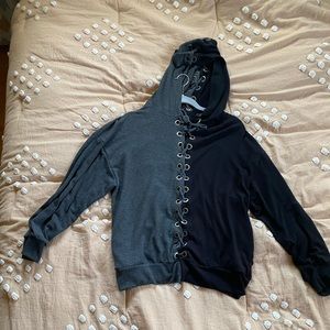 Unique laced up hoodie